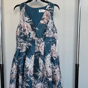 Eliza J Metallic Floral Dress